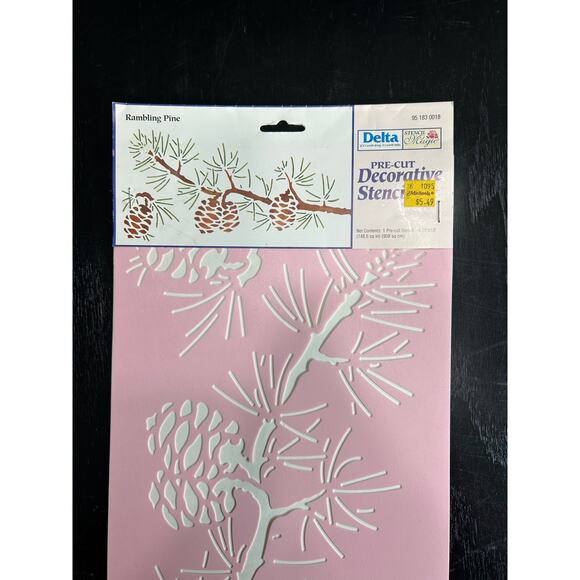 90s Vtg- Stencil Magic by Delta -Rambling Pine Cones Border No. 95183 0018 NWT - Picture 3 of 8